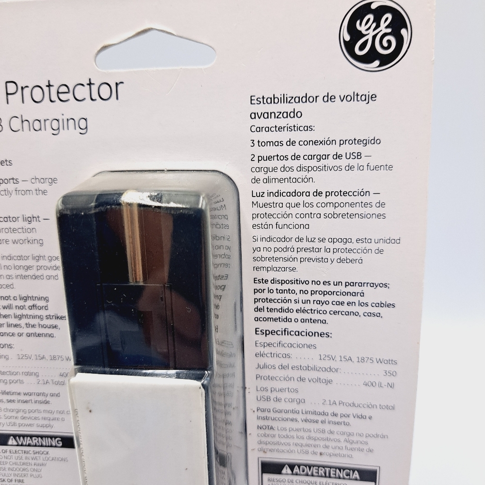 2 GE Travel Surge Protectors Outlets with USB Charging Ports & Foldable Prongs - Picture 7 of 7